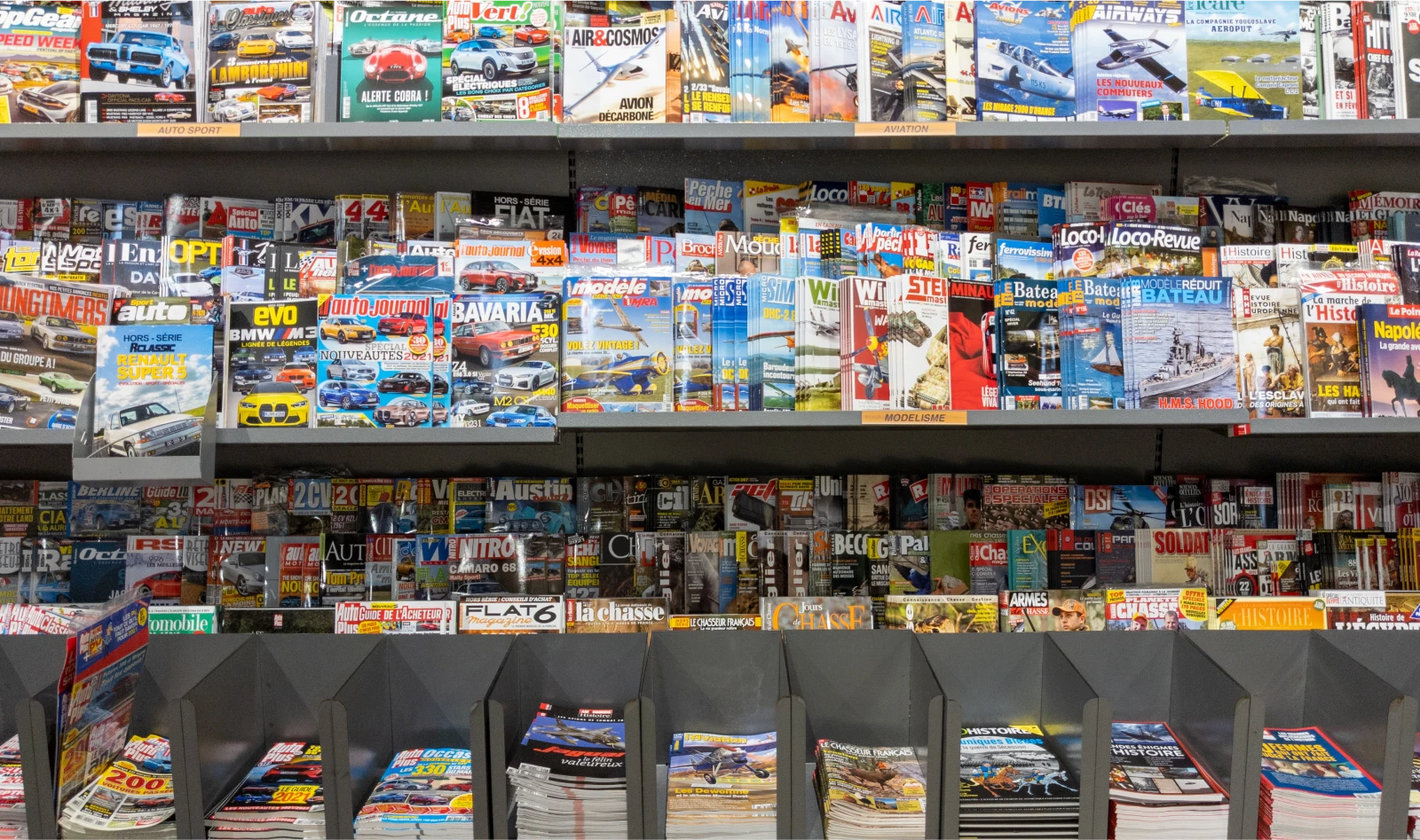 Magazines de presse dans un rayon